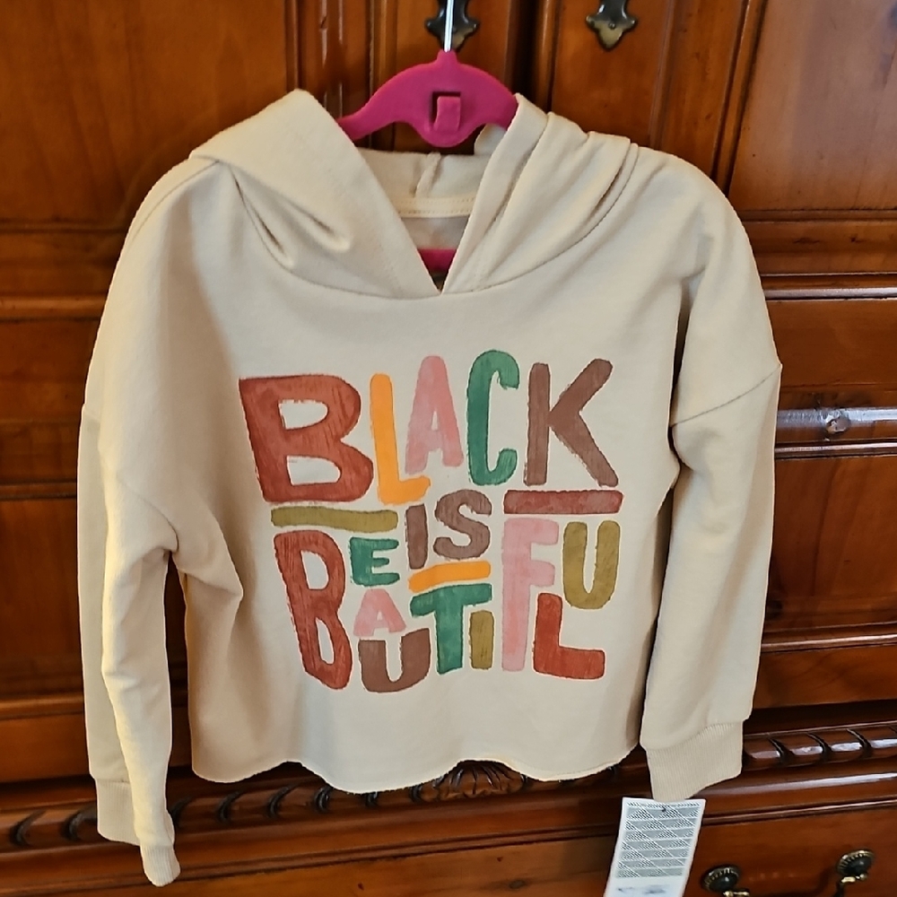 Well Worn Cream and Black Hoodie with Retro Graphic
